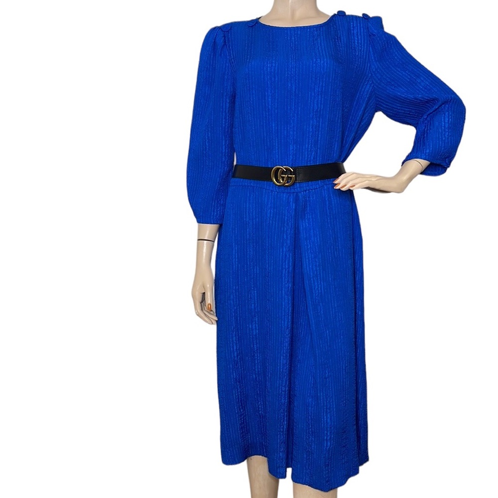 Vintage Blue Crepe Lined Dress